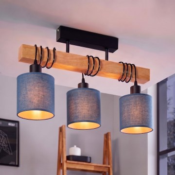 Brilagi - Przysufitowy żyrandol NUBILA 3xE27/60W/230V sosna/ciemnoniebieski