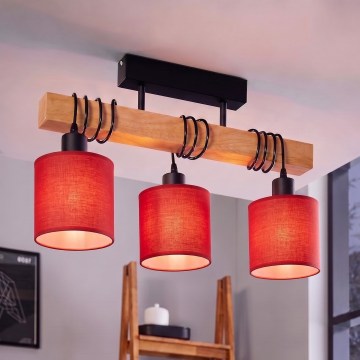 Brilagi - Przysufitowy żyrandol NUBILA 3xE27/60W/230V sosna/czerwony