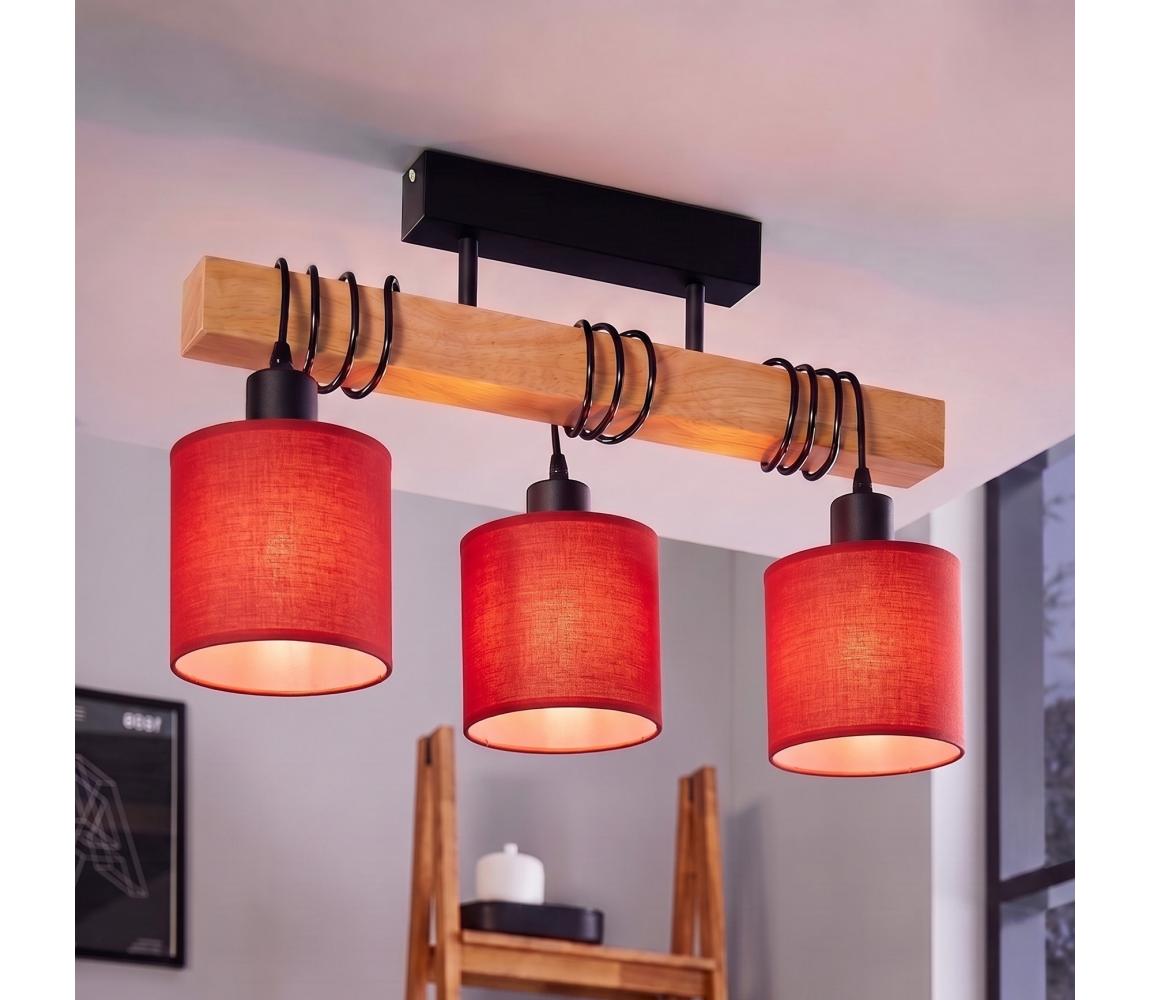 Brilagi - Przysufitowy żyrandol NUBILA 3xE27/60W/230V sosna/czerwony