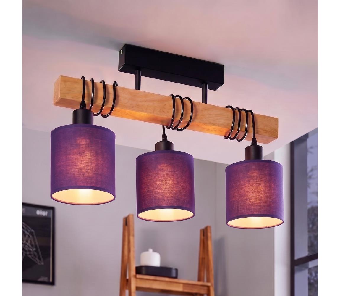 Brilagi - Przysufitowy żyrandol NUBILA 3xE27/60W/230V sosna/fioletowy