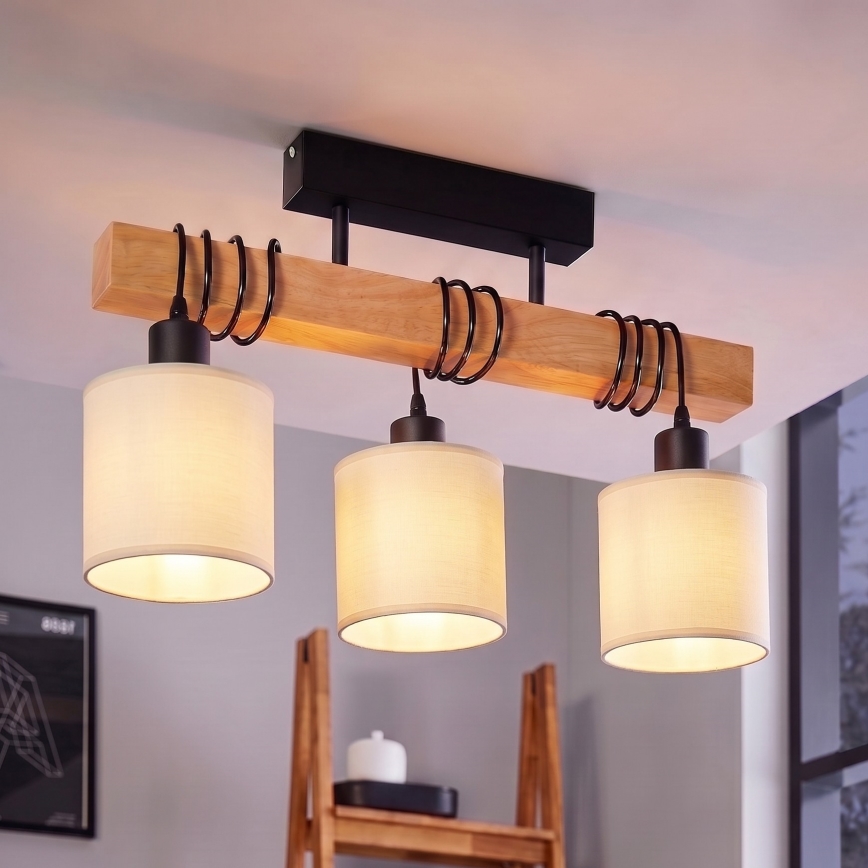 Brilagi - Przysufitowy żyrandol NUBILA 3xE27/60W/230V sosna/kremowa