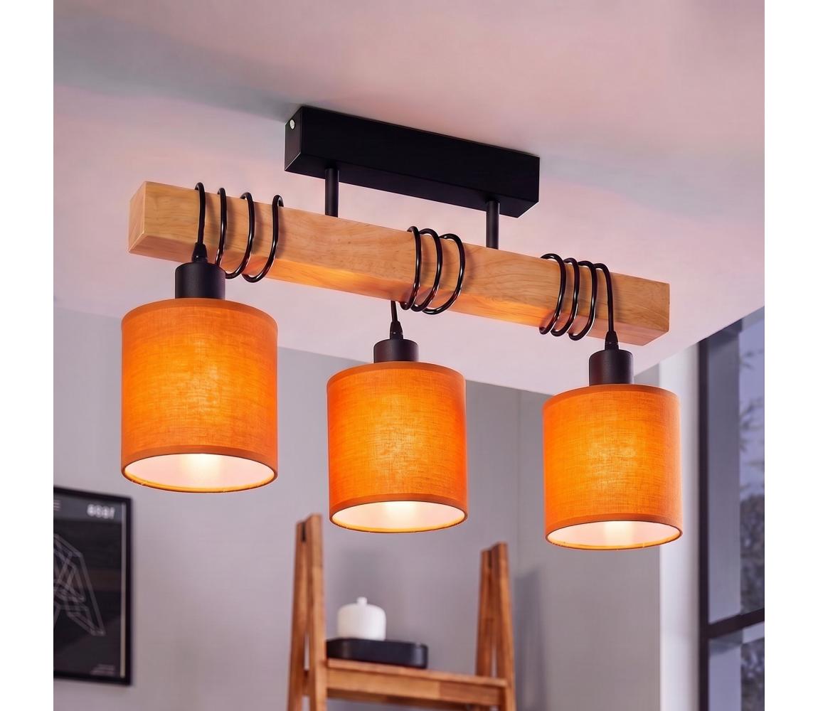 Brilagi - Przysufitowy żyrandol NUBILA 3xE27/60W/230V sosna/pomarańczowy