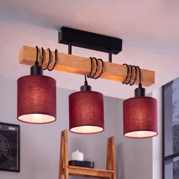 Brilagi - Przysufitowy żyrandol NUBILA 3xE27/60W/230V sosna/pompejańska czerwień