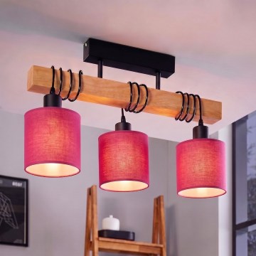 Brilagi - Przysufitowy żyrandol NUBILA 3xE27/60W/230V sosna/różowy