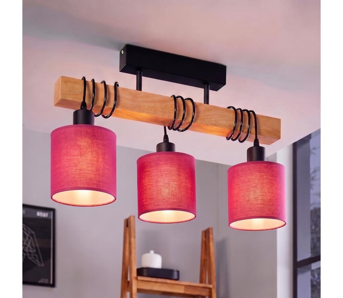 Brilagi - Przysufitowy żyrandol NUBILA 3xE27/60W/230V sosna/różowy