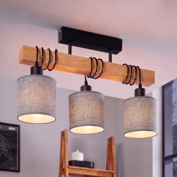 Brilagi - Przysufitowy żyrandol NUBILA 3xE27/60W/230V sosna/szary
