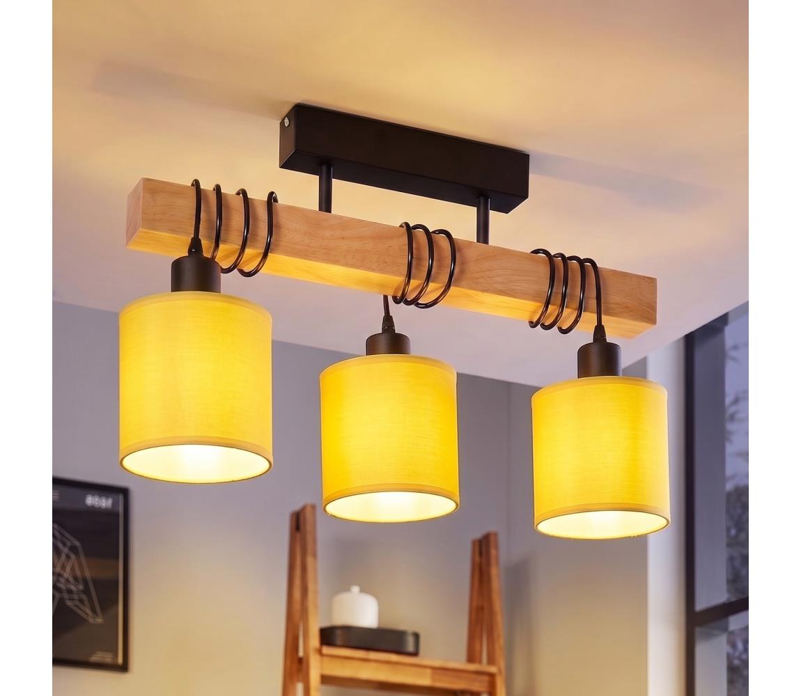 Brilagi - Przysufitowy żyrandol NUBILA 3xE27/60W/230V sosna/żółty