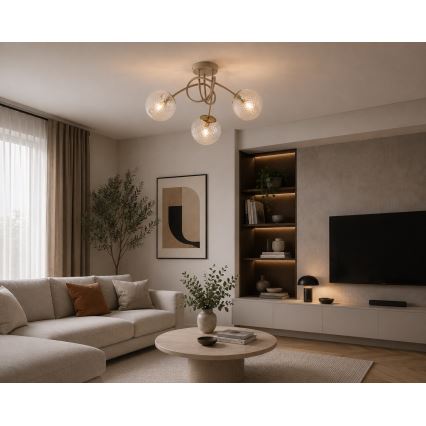 Brilagi - Przysufitowy żyrandol STELLA 3xE27/60W/230V beżowy/złoty