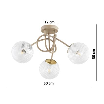 Brilagi - Przysufitowy żyrandol STELLA 3xE27/60W/230V beżowy/złoty