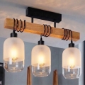 Brilagi - Przysufitowy żyrandol WOOD GLASS 3xE27/60W/230V sosna/czarny/biały