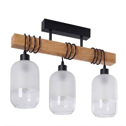 Brilagi - Przysufitowy żyrandol WOOD GLASS 3xE27/60W/230V sosna/czarny/biały