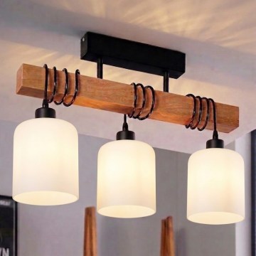 Brilagi - Przysufitowy żyrandol WOOD GLASS 3xE27/60W/230V sosna/czarny/biały