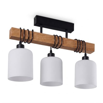 Brilagi - Przysufitowy żyrandol WOOD GLASS 3xE27/60W/230V sosna/czarny/biały