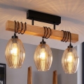 BRILAGI - Przysufitowy żyrandol WOOD GLASS 3xE27/60W/230V sosna/czarny/dymny beż