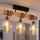 Brilagi - Przysufitowy żyrandol WOOD GLASS 3xE27/60W/230V sosna/czarny/dymny beż