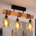 Brilagi - Przysufitowy żyrandol WOOD GLASS 3xE27/60W/230V sosna/czarny/dymny brąz