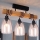 Brilagi - Przysufitowy żyrandol WOOD GLASS 3xE27/60W/230V sosna/czarny/przydymiony beżowy