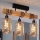 Brilagi - Przysufitowy żyrandol WOOD GLASS 3xE27/60W/230V sosna/czarny/przydymiony brąz