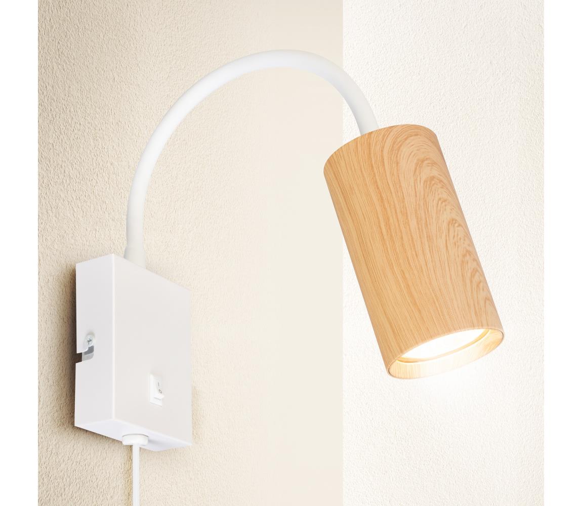 Brilagi - Regulowana lampa ścienna SELE 1xGU10/30W/230V biała/dekor dąb