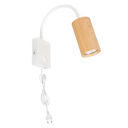 Brilagi - Regulowany kinkiet z włącznikiem SELE 1xGU10/30W/230V biały/dekor dębu