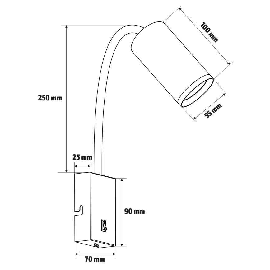 Brilagi - Regulowany kinkiet z włącznikiem SELE 1xGU10/30W/230V biały/dekor dębu