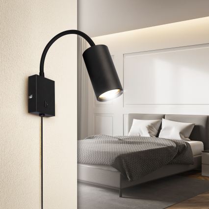 Brilagi - Regulowany kinkiet z wyłącznikiem SELE 1xGU10/30W/230V czarny