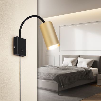 Brilagi - Regulowany kinkiet z włącznikiem SELE 1xGU10/30W/230V czarny/złoty
