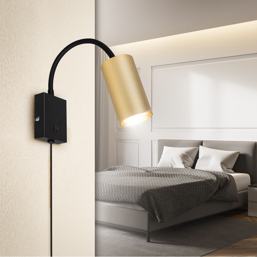 Brilagi - Regulowany kinkiet z włącznikiem SELE 1xGU10/30W/230V czarny/złoty