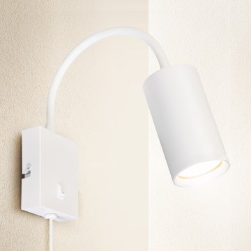 Brilagi - Regulowana lampa ścienna z włącznikiem SELE 1xGU10/30W/230V biała
