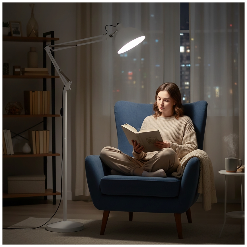 Brilagi - Regulowana lampa stojąca TASKER 1xE27/60W/230V 157 cm biała