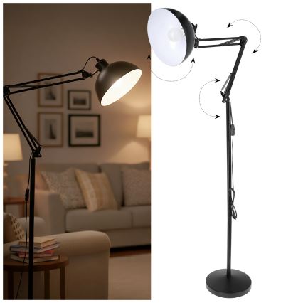 Brilagi - Regulowana lampa stojąca TASKER 1xE27/60W/230V 157 cm czarna