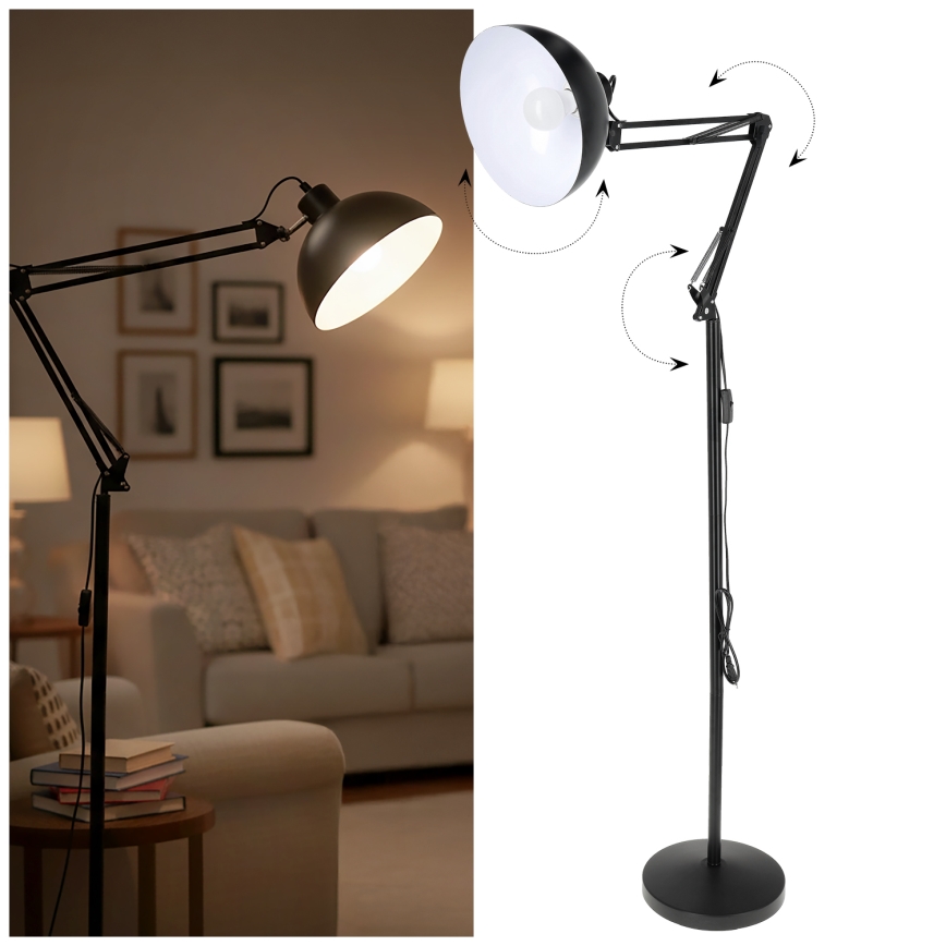 Brilagi - Regulowana lampa stojąca TASKER 1xE27/60W/230V 157 cm czarna