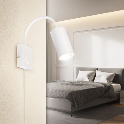 Brilagi - Regulowana lampa ścienna z włącznikiem SELE 1xGU10/30W/230V biała