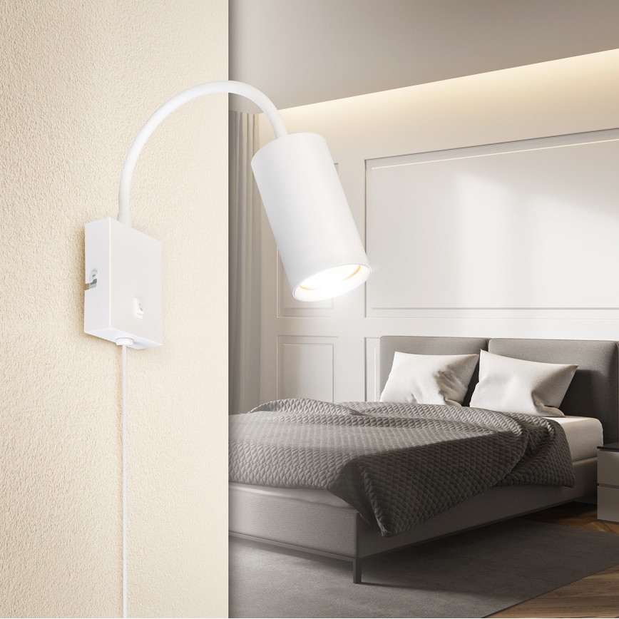 Brilagi - Regulowana lampa ścienna z włącznikiem SELE 1xGU10/30W/230V biała