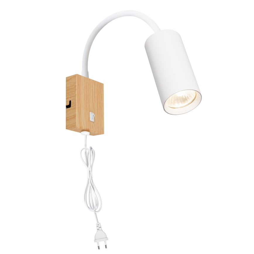 Brilagi - Elastyczny kinkiet z włącznikiem SELE 1xGU10/30W/230V biały/dekor dębowy