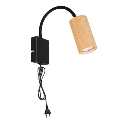 BRILAGI - Kinkiet regulowany z włącznikiem SELE 1xGU10/30W/230V czarny/dekor dębowy