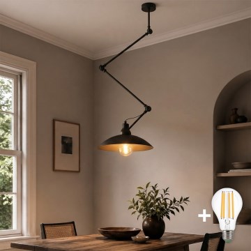 Brilagi - Regulowany żyrandol LED na pręcie IRONBEAM 1xE27/60W/230V czarny