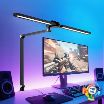 Brilagi - ściemnialna dotykowa lampka biurkowa z klipsem LED RGBTW VARIO LED/18W/230V 3000-6500K CRI 96 czarna