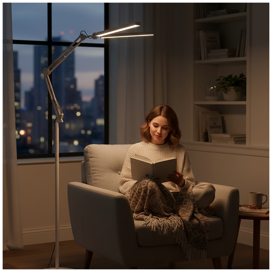 BRILAGI - Ściemnialna lampa stojąca VARIO LED z giętkim ramieniem, 14W/230V, 3000-6000K, 157 cm, biała