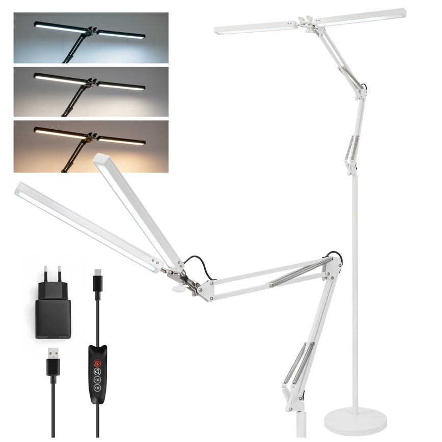 BRILAGI - Ściemnialna lampa stojąca VARIO LED z giętkim ramieniem, 14W/230V, 3000-6000K, 157 cm, biała