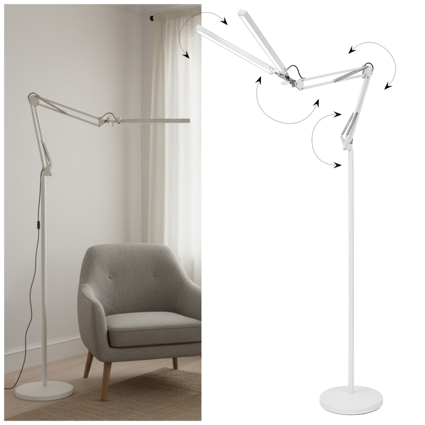 BRILAGI - Ściemnialna lampa stojąca VARIO LED z giętkim ramieniem, 14W/230V, 3000-6000K, 157 cm, biała