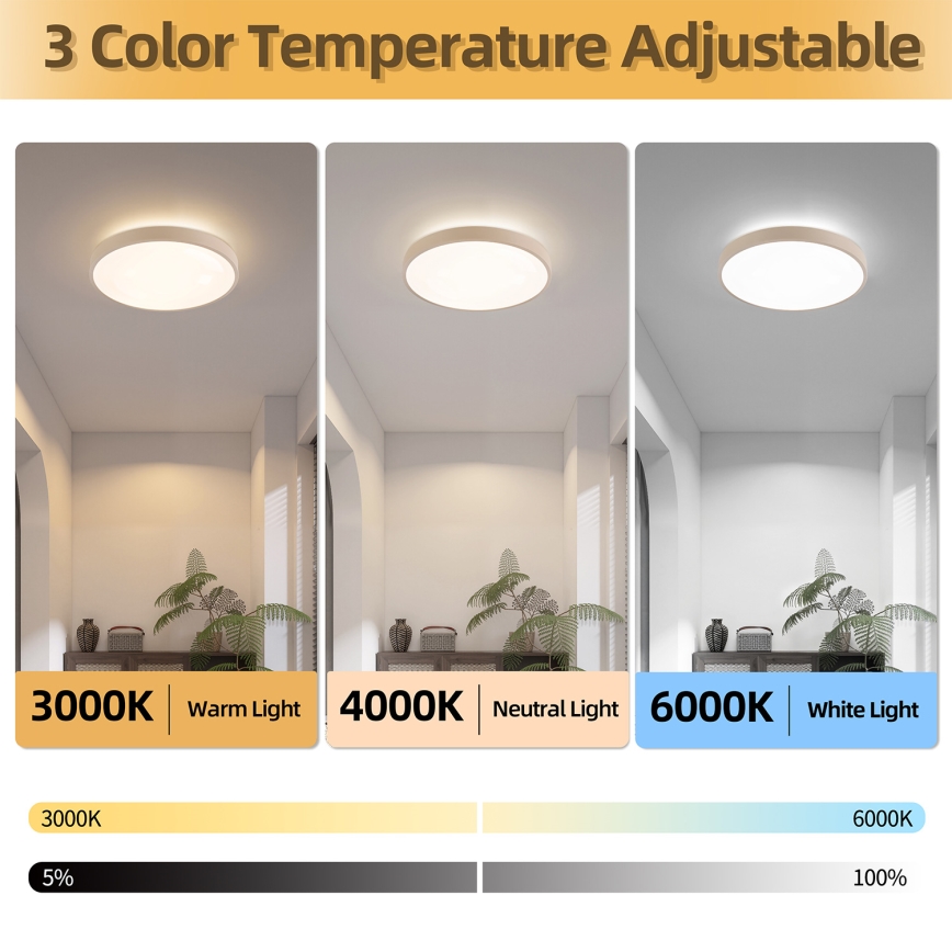 Brilagi - ściemnialna oprawa sufitowa LED GLASS POOL DOUBLE LED/48W/230V 3000-6000K 40 cm beżowa + pilot zdalnego sterowania