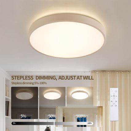 Brilagi - ściemnialna oprawa sufitowa LED GLASS POOL DOUBLE LED/48W/230V 3000-6000K 40 cm beżowa + pilot zdalnego sterowania