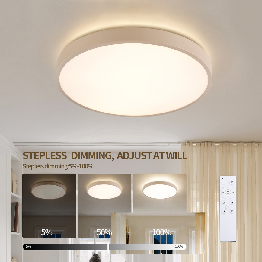 Brilagi - ściemnialna oprawa sufitowa LED GLASS POOL DOUBLE LED/48W/230V 3000-6000K 40 cm beżowa + pilot zdalnego sterowania