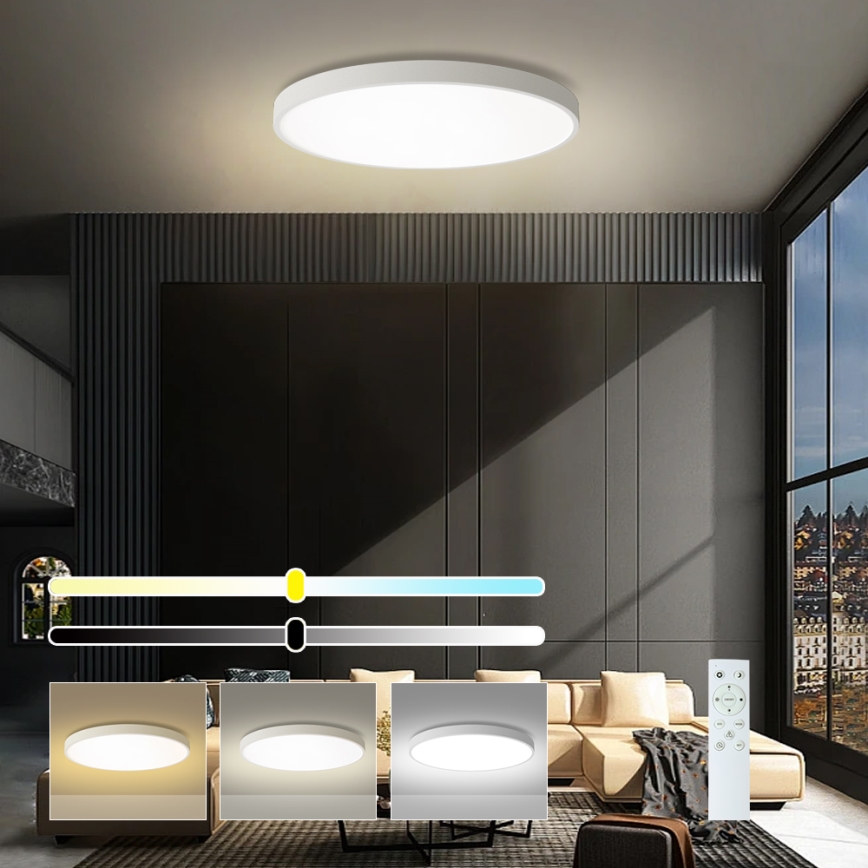 Brilagi - Ściemnialna oprawa sufitowa LED POOL SMART LED/100W/230V 3000-6000K Ø 80 cm Wi‑Fi Tuya biała + pilot zdalnego sterowania
