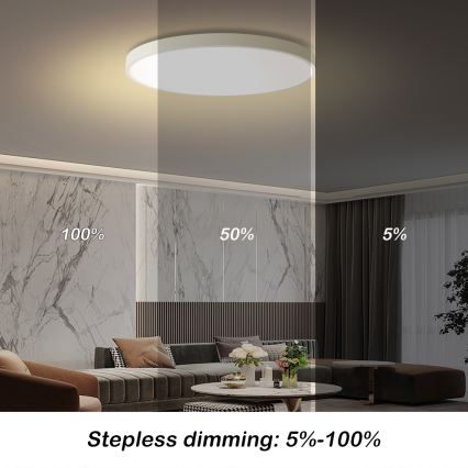 Brilagi - Ściemnialna oprawa sufitowa LED POOL SMART LED/100W/230V 3000-6000K Ø 80 cm Wi‑Fi Tuya biała + pilot zdalnego sterowania