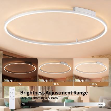 Brilagi - ściemnialna oprawa sufitowa LED PORTOFINO LED/85W/230V 3000-6000K Ø 120 cm srebrna + pilot zdalnego sterowania