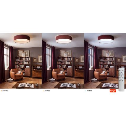 BRILAGI - ściemnialna lampa sufitowa LED VELVET SMARTIX LED/24W/230V 3000-6000K śr. 45 cm bordowa Wi-Fi Tuya Beacon + pilot zdalnego sterowania