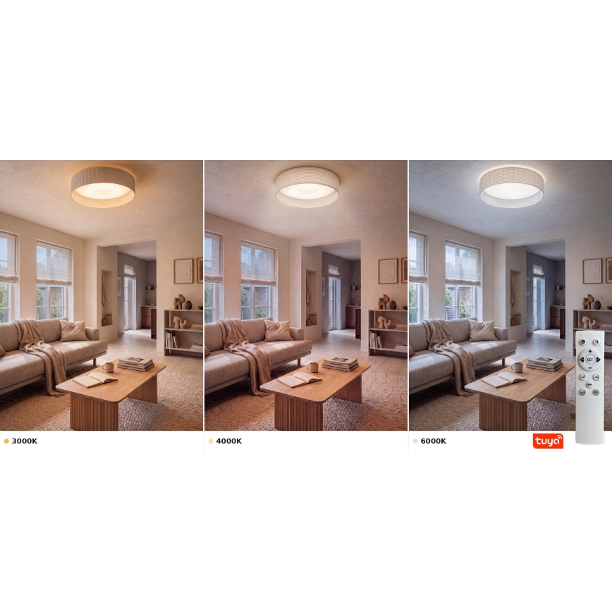 Brilagi - ściemnialna oprawa sufitowa LED VELVET SMARTIX LED/24W/230V 3000-6000K śr. 45 cm kremowa Wi-Fi Tuya Beacon + pilot zdalnego sterowania