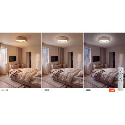 BRILAGI - LED ściemnialna lampa sufitowa VELVET SMARTIX LED/36W/230V 3000-6000K śr. 55 cm beżowa Wi-Fi Tuya Beacon + pilot zdalnego sterowania